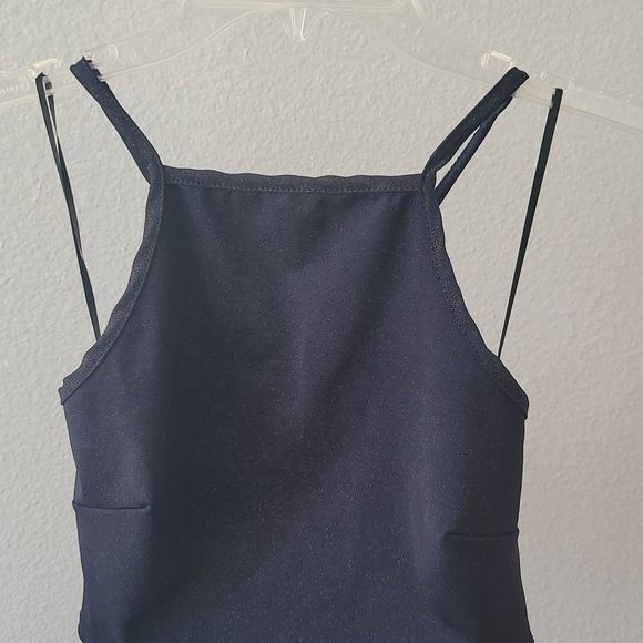 Windsor High Neck Crop Top - Blue Glitter S - Picture 4 of 8